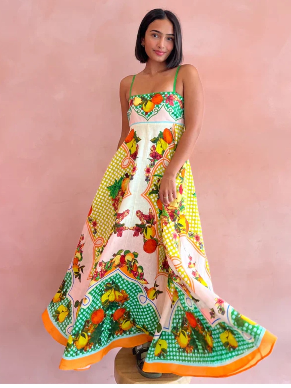 ALÉMAIS Lemonis Printed Linen
Midi Dress Sz 8